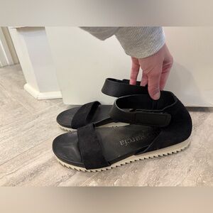 Pedro Garcia Black Platform Ankle-Strap Sandals